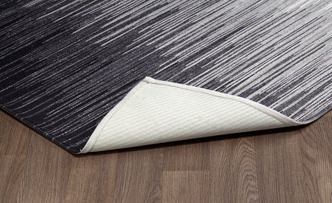 Sparx Midnight Black White Washable Area Rug By Viana Inc