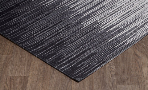 Sparx Midnight Black White Washable Area Rug By Viana Inc