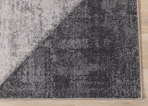 Folio Grey Beige Carved Triangular Pattern Rug by Kalora Interiors