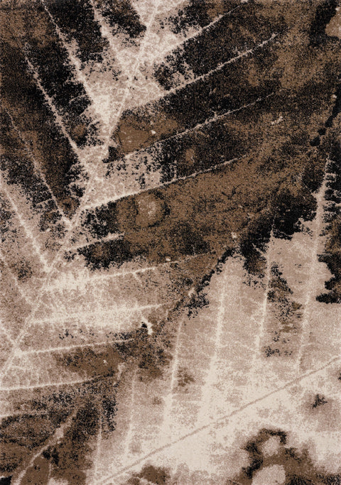 Breeze Brown Beige Black Distressed Leaf Rug by Kalora Interiors