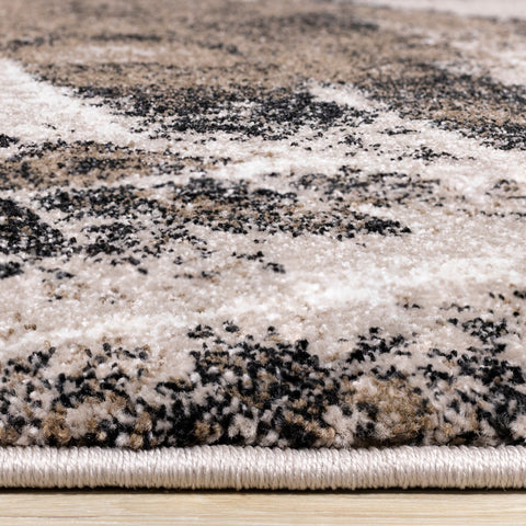 Breeze Brown Beige Black Distressed Leaf Rug by Kalora Interiors