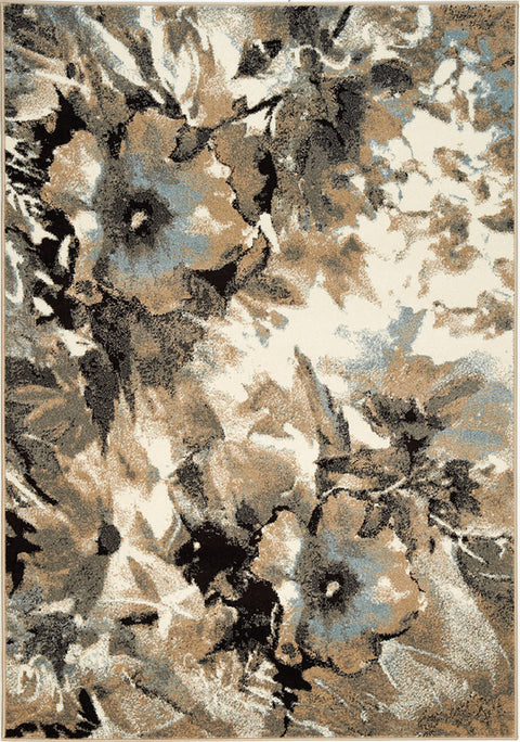 Casa Cream Brown Botanical Rug by Kalora Interiors