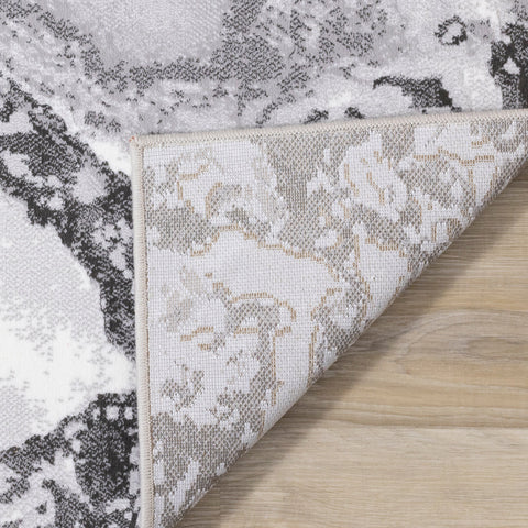 Intrigue White Grey Marble Swirl Rug by Kalora Interiors
