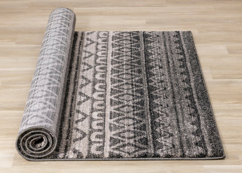 Breeze Brown Black Beige Striped Pattern Rug by Kalora Interiors