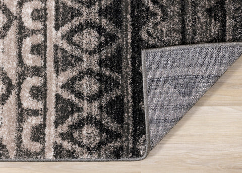 Breeze Brown Black Beige Striped Pattern Rug by Kalora Interiors