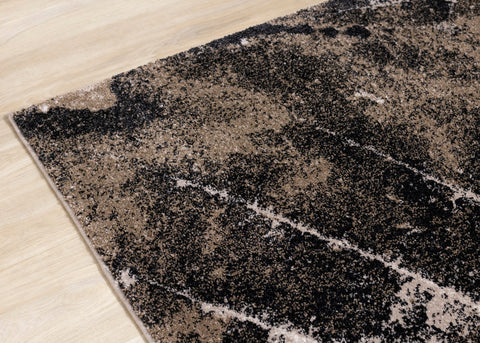 Breeze Brown Beige Black Distressed Leaf Rug by Kalora Interiors