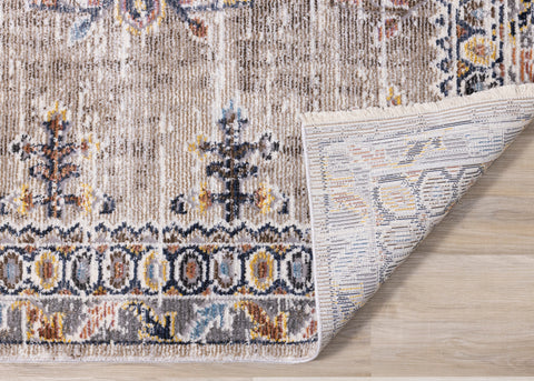 Evora Beige Rust Blue Contemporary Medallion Rug by Kalora Interiors