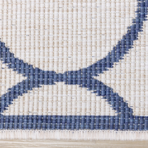 Bristol Blue White Outdoor Reversible Geometric Rug by Kalora Interiors