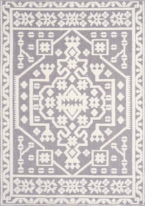 Lawson Grey Cream Elegant Traditional Machine Washable Foldable Rug by Kalora Interiors