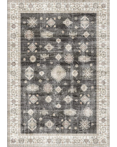 Aura Washable Spill Proof Charcoal Beige Multi Area Rug by Viana