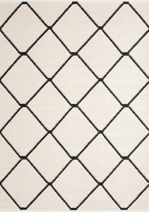 Calabar Cream Grey Lattice Rug by Kalora Interiors