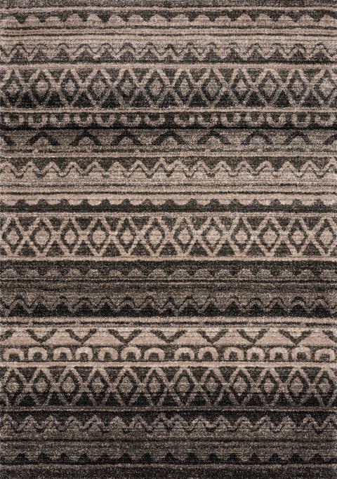 Breeze Brown Black Beige Striped Pattern Rug by Kalora Interiors