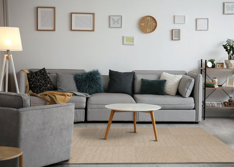 Peak Beige Variegated Texture Block Wool Rug by Kalora Interiors