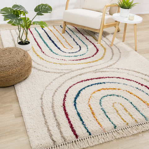 Bora Double Rainbow Shag Rug by Kalora Interiors