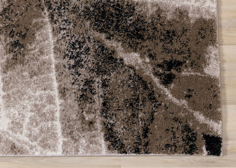 Breeze Brown Beige Black Distressed Leaf Rug by Kalora Interiors