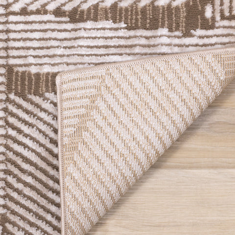 Darcy Cream Brown Distressed Corduroy Plush Rug by Kalora Interiors