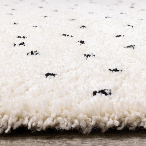 Maroq Cream Black Polka Dot Shag Rug by Kalora Interiors