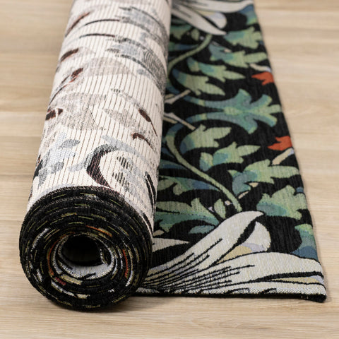 Cathedral Green Black Red Grey Yellow Symmetrical Floral Print Rug by Kalora Interiors