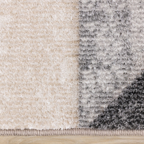 Folio Grey Beige Carved Triangular Pattern Rug by Kalora Interiors