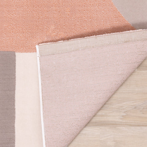 Belle Pink Grey Cream Multi-Geometric Pattern Plush Rug by Kalora Interiors