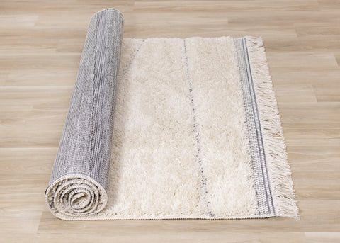 Novato Cream Grey Asymmetrical Lines Rug by Kalora Interiors