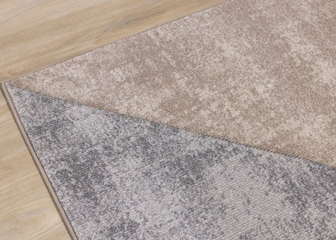 Folio Grey Beige Carved Triangular Pattern Rug by Kalora Interiors
