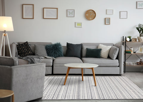 Lawson Cream Grey Southwest Inspired Machine Washable Foldable Rug by Kalora Interiors
