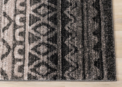 Breeze Brown Black Beige Striped Pattern Rug by Kalora Interiors