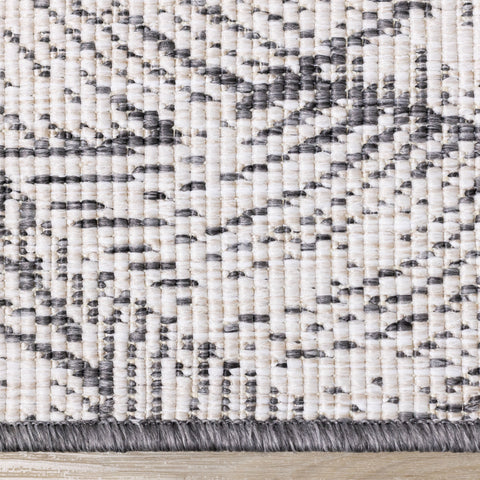 Bristol Grey White Leaf Pattern Indoor/Outdoor Reversible Rug by Kalora Interiors