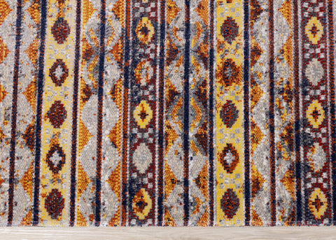 Sara Red Orange Yellow Southwestern Stripe Rug by Kalora Interiors