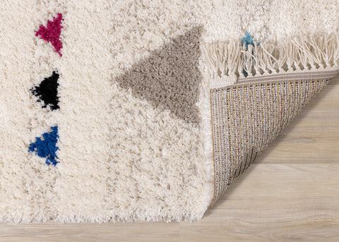 Bora Cream Grey Pink Red Yellow Blue Southwest Shag Rug by Kalora Interiors