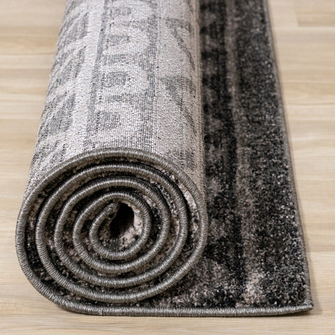 Breeze Brown Black Beige Striped Pattern Rug by Kalora Interiors