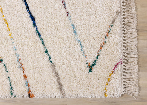 Bora Cream Rainbow Zig Zag Stripes Rug by Kalora Interiors