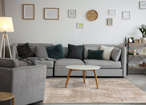Darcy Cream Brown Distressed Corduroy Plush Rug by Kalora Interiors
