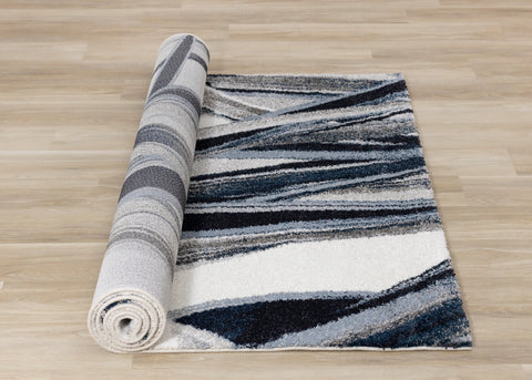 Sable Cream Blue Grey Botanical Frieze Rug by Kalora Interiors