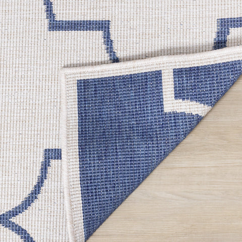 Bristol Blue White Outdoor Reversible Geometric Rug by Kalora Interiors