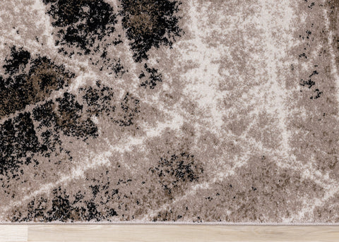 Breeze Brown Beige Black Distressed Leaf Rug by Kalora Interiors