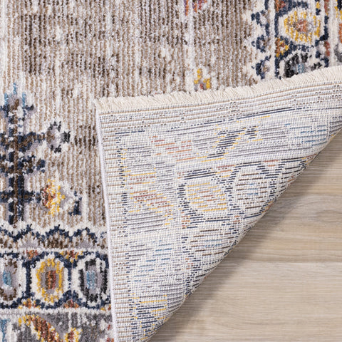Evora Beige Rust Blue Contemporary Medallion Rug by Kalora Interiors