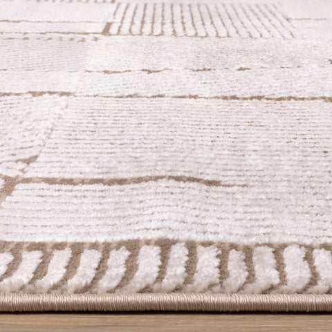 Darcy Cream Brown Distressed Corduroy Plush Rug by Kalora Interiors
