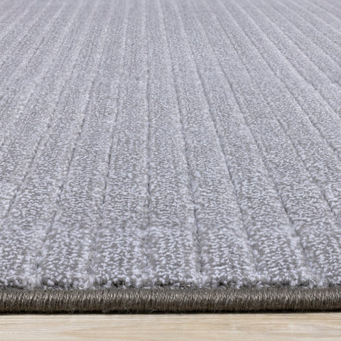 Ella Grey Carved Stripe Plush Rug by Kalora Interiors