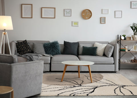 Maroq Cream Brown Grey Sprouting Vine Shag Rug by Kalora Interiors