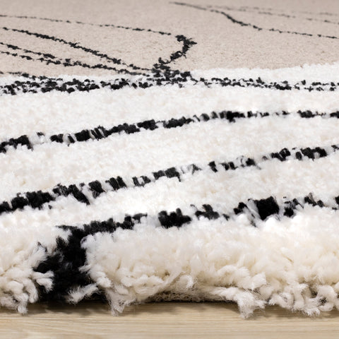 Maroq Cream Brown Grey Sprouting Vine Shag Rug by Kalora Interiors