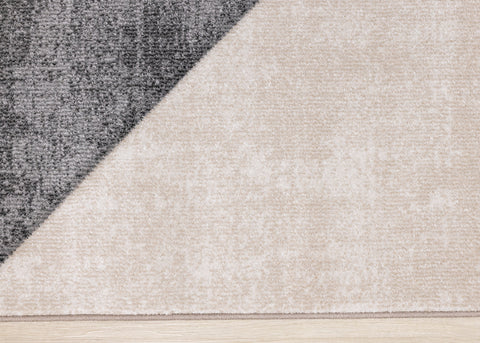 Folio Grey Beige Carved Triangular Pattern Rug by Kalora Interiors