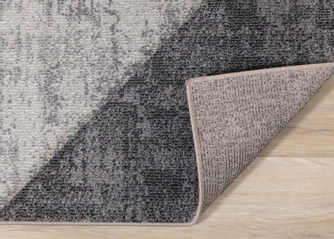 Folio Grey Beige Carved Triangular Pattern Rug by Kalora Interiors