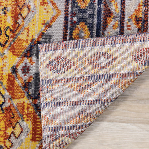 Sara Red Orange Yellow Southwestern Stripe Rug by Kalora Interiors