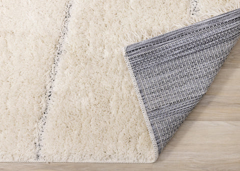 Novato Cream Grey Asymmetrical Lines Rug by Kalora Interiors