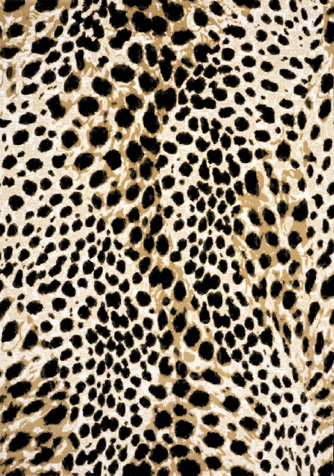 Claro Black Beige Leopard Print Plush Rug by Kalora Interiors