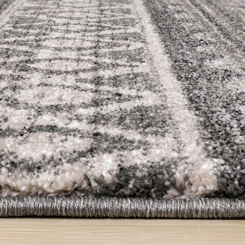 Breeze Brown Black Beige Striped Pattern Rug by Kalora Interiors