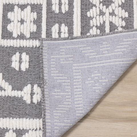 Lawson Grey Cream Elegant Traditional Machine Washable Foldable Rug by Kalora Interiors