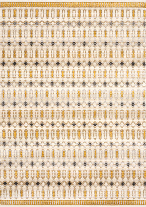 Calabar Cream Yellow Grey Bold Southwestern Rug by Kalora Interiors